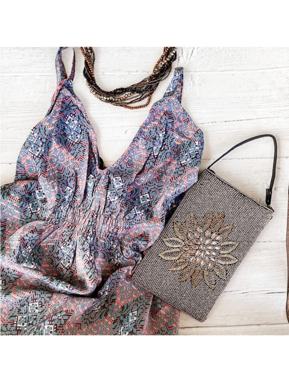 BAMBOO Black and Silver Beaded Crossbody Bag NWT retail $35